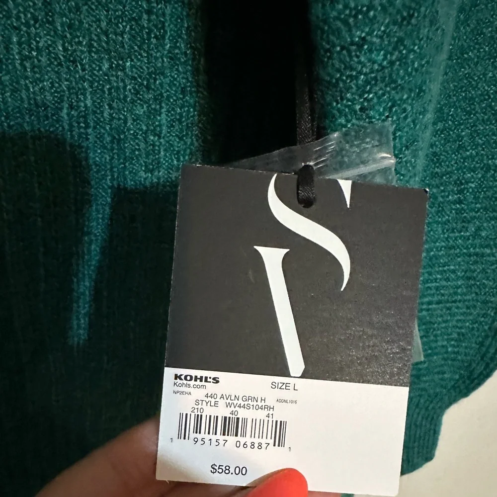 Women’s Vera Wang sweater, emerald green, L, BNWT - Picture 4 of 5